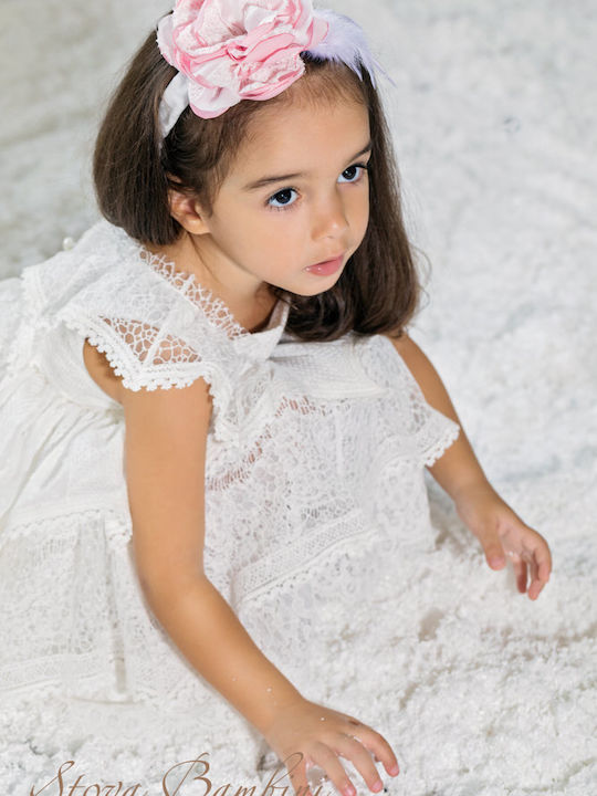 Stova Bambini G3 Ecru Baptism Clothing Set with Hair Accessories & Dress made of Lace 2pcs