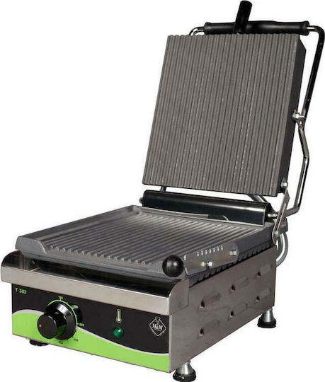 M&M equipment T302L Commercial Sandwich Maker with Cast iron Flat Top and Flat Bottom 2000W