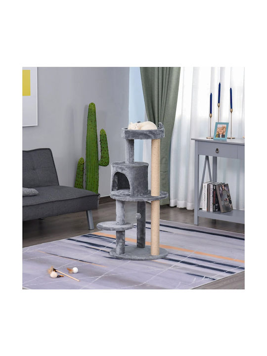 Pawhut Scratching Post Cat Trees Gray 4 levels 48x48x104cm
