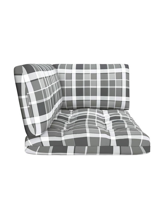 vidaXL Pallet Sofa Cushion Grey Plaid 3pcs