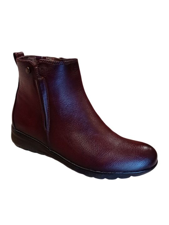 B-Soft Damen Knöchelstiefel mit Pelz Burgundisch