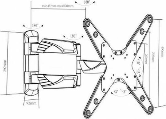 Bracket LCD 4040-2 Βάση Τηλεόρασης Τοίχου με Βραχίονα έως 55" και 35kg