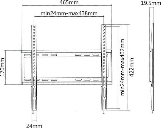 Superior Electronics 32-55 Fixed Extra Slim Βάση Τηλεόρασης Τοίχου έως 55" και 35kg