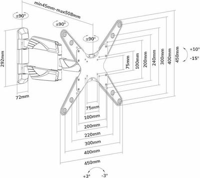 Neomounts NM-W440 TV Wall Mount with Extension Arm Until 55" and 25kg Black