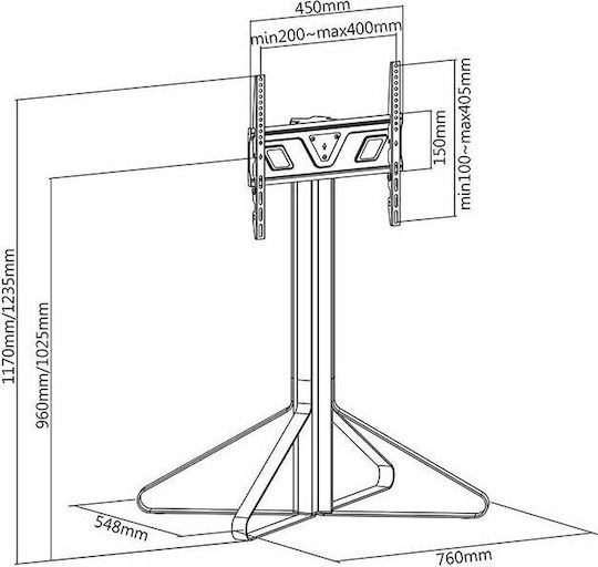 Nedis TVSM6050BK Βάση Τηλεόρασης Δαπέδου έως 65" και 35kg Black/Mahoga