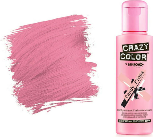 Crazy Color Semi-Permanent Προσωρινή Βαφή Μαλλιών 65 Candy Floss 100ml 15gr