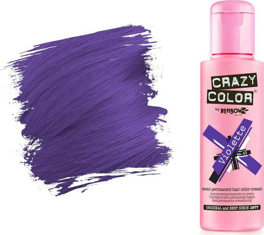 Crazy Color Semi-Permanent Προσωρινή Βαφή Μαλλιών 43 Violette 100ml 15gr