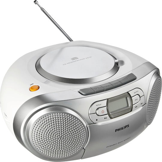 Philips AZ127 Tragbares Radio-CD-Spieler mit Kassettenspieler und Radio Silber