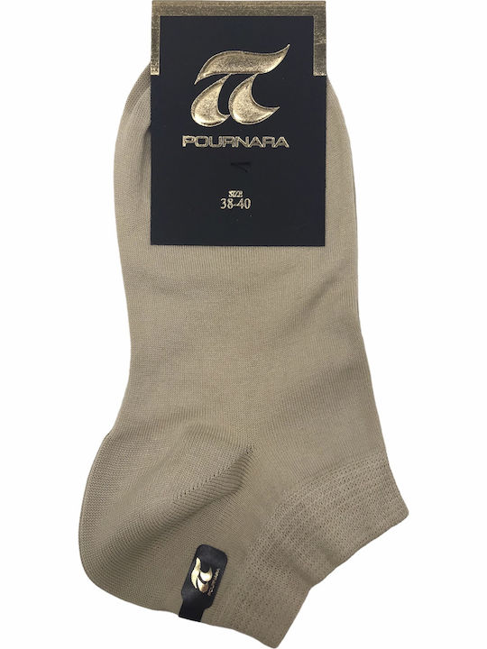 Pournara Herren Einfarbige Socken Beige 1Pack