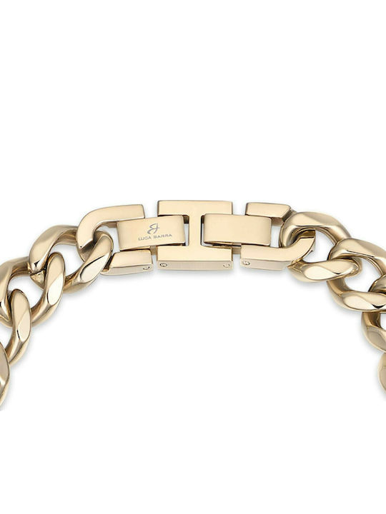 Luca Barra Chain Hand made of Steel Gold-plated Wide Thickness 11mm and Length 21cm