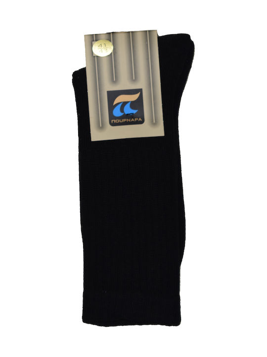 Pournara Herren Einfarbige Socken Schwarz 1Pack
