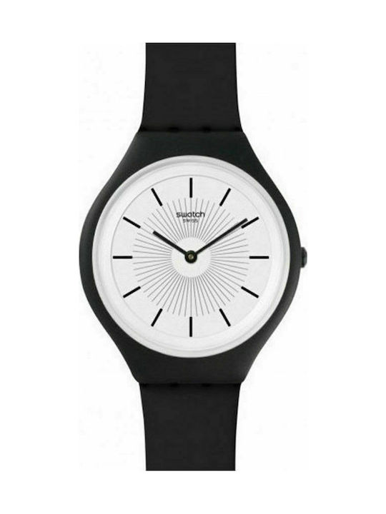 Swatch Skinnoir Watch with Black Rubber Strap