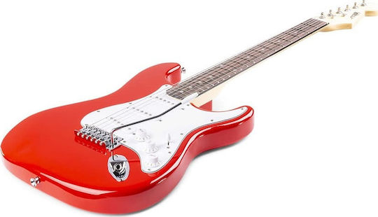 Max Audio Gigkit Set Electric Guitar Stratocaster with SSS Pickup Configuration Red with Case