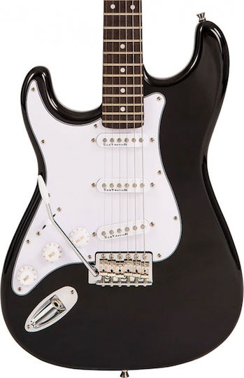 JHS Encore LH Pack Set Elektrische Gitarre für Linkshänder Stratocaster mit SSS Tonabnehmerkonfiguration Schwarz mit Tasche
