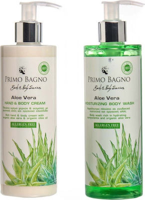 Primo Bagno Aloe Vera Skin Care Set for Moisturizing & Cleaning Body Cleaning with Bubble Bath & Body Cream