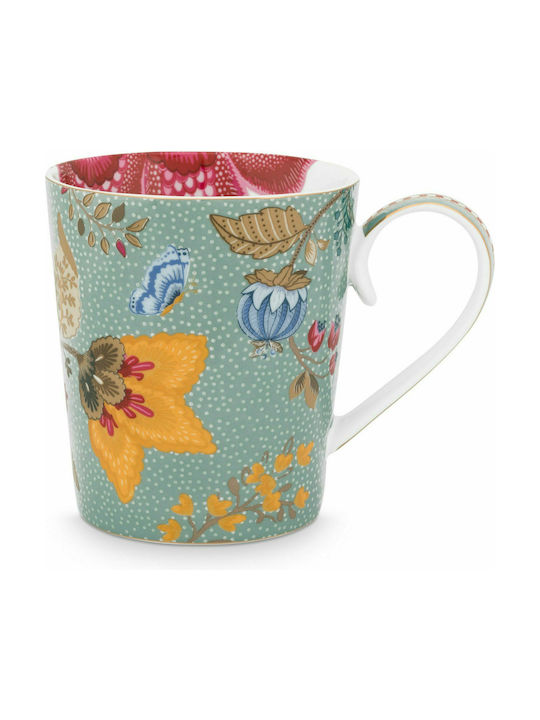 PiP Studio Alphabet Floral Fantasy Tasse aus Porzellan Petrol 350ml 1Stück