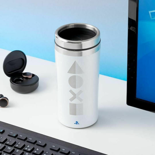 Paladone Playstation Travel Mug PS5 Ποτήρι Θερμός Ανοξείδωτο 450ml Λευκό