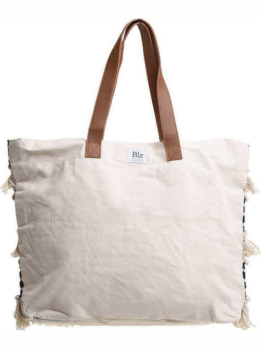 Ble Resort Collection Υφασμάτινη Τσάντα Θαλάσσης Μπεζ με Ρίγες