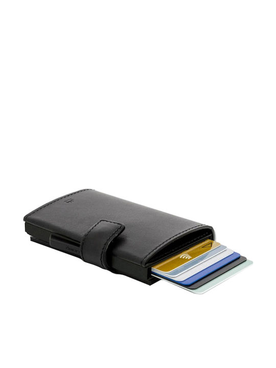Cascade Snap Дървен Мъжки Портфейл За Карти С RFID И Със Слайд Механизъм Черен