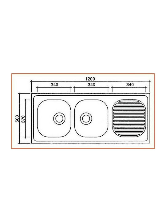Gloria Rent Room Επικαθήμενος Νεροχύτης Inox Σατινέ Μ120xΠ50cm Ασημί