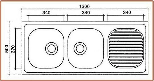 Gloria Rent Room Επικαθήμενος Νεροχύτης Inox Σατινέ Μ120xΠ50cm Ασημί