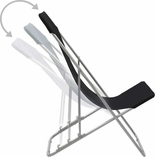 vidaXL Lounger-Armchair Beach with Recline 3 Slots Black Waterproof 57cm Set of 2pcs