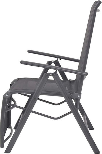 vidaXL Beach Armchair/Sunbed with Aluminum Frame Black