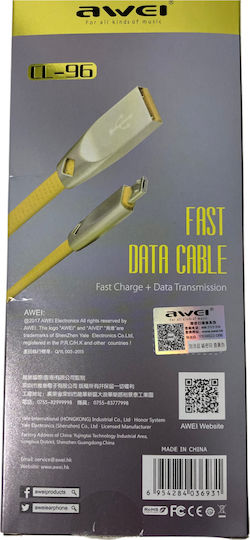 Awei CL-96 1m Flat USB 2.0 to micro USB Cable Yellow