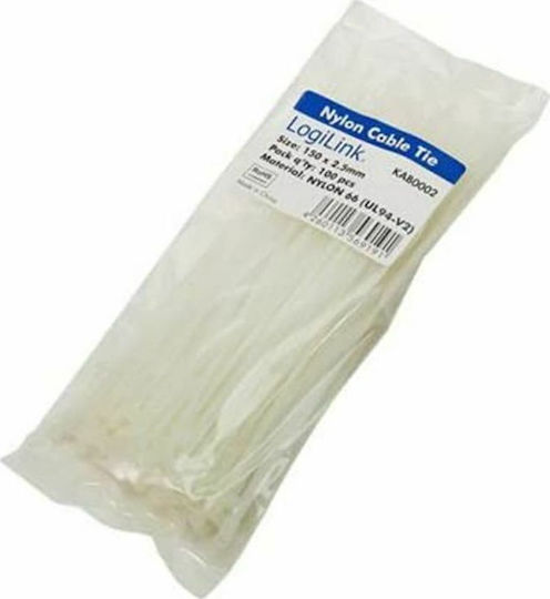 LogiLink Δεματικά Καλωδίων Πλαστικά 200mmx2.5mm σε Λευκό χρώμα (100τμχ) (KAB0003)