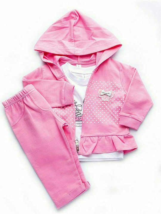 Joyce Kids Sweatpants Set Pink 3pcs