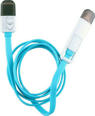 Volte-Tel Flat USB to Lightning/micro USB Cable Μπλε 1m (8157172)