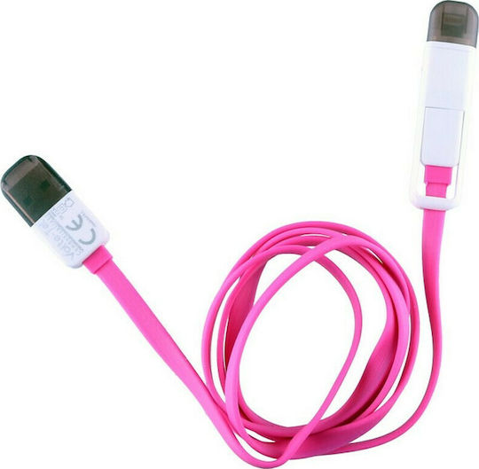 Volte-Tel Flat USB to Lightning/micro USB Cable Ροζ 1m (8157196)