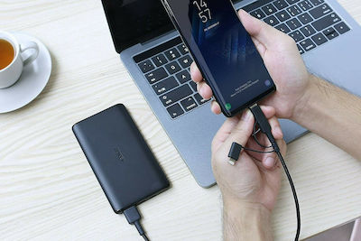 Aukey Braided USB to Lightning / Type-C / micro USB Cable Μαύρο 1.2m (AUKEYCBBAL5)