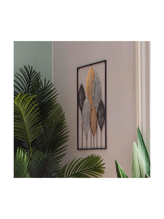 Atmosphera Wall Decor Metallic Leaves Gold Black 37.3x2.5x64.7cm