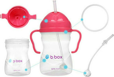 B.Box Sippy Toddler Plastic Cup with Handles and Straw 240ml for 6m+ Fuchsia