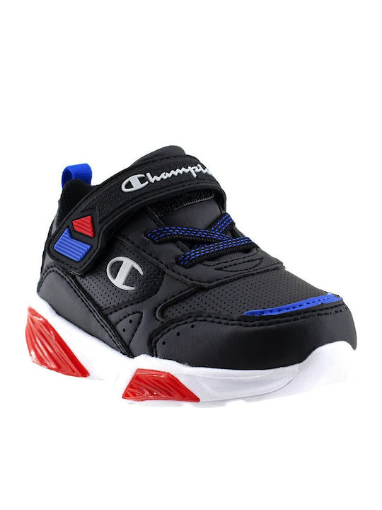 Low Cut Wave Kids Sneakers with Scratch & Lights Black