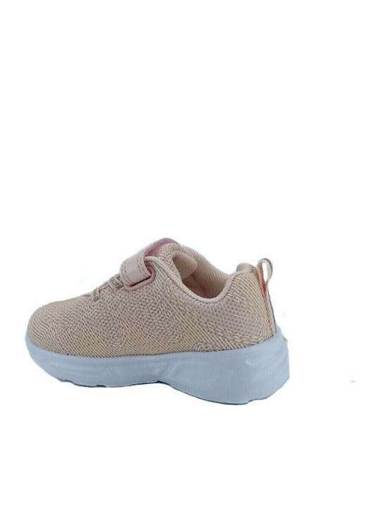 Wave Παιδικά Sneakers Ανατομικά με Σκρατς & Φωτάκια Ροζ