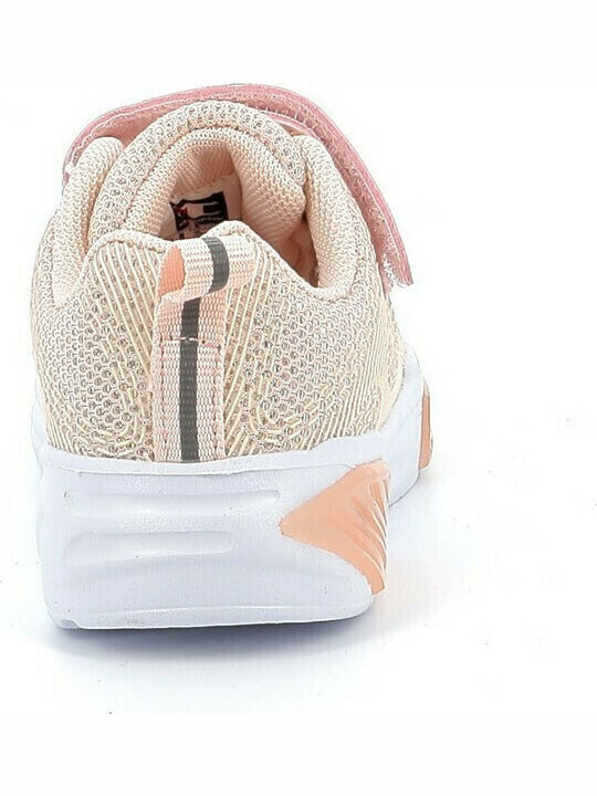 Wave Παιδικά Sneakers Ανατομικά με Σκρατς & Φωτάκια Ροζ