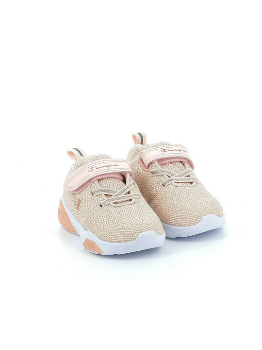 Wave Παιδικά Sneakers Ανατομικά με Σκρατς & Φωτάκια Ροζ