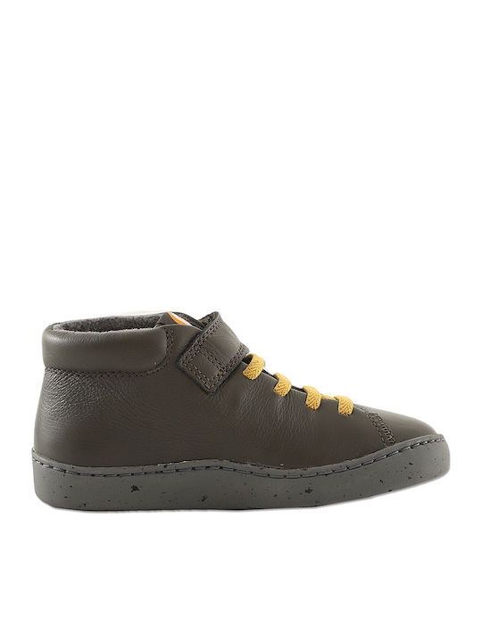 Peu Touring Leather Kids Boots with Laces Khaki