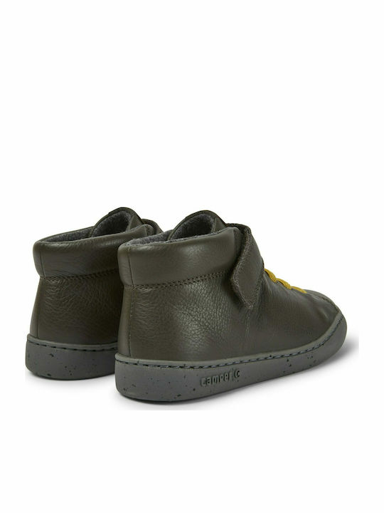 Peu Touring Leather Kids Boots with Laces Khaki