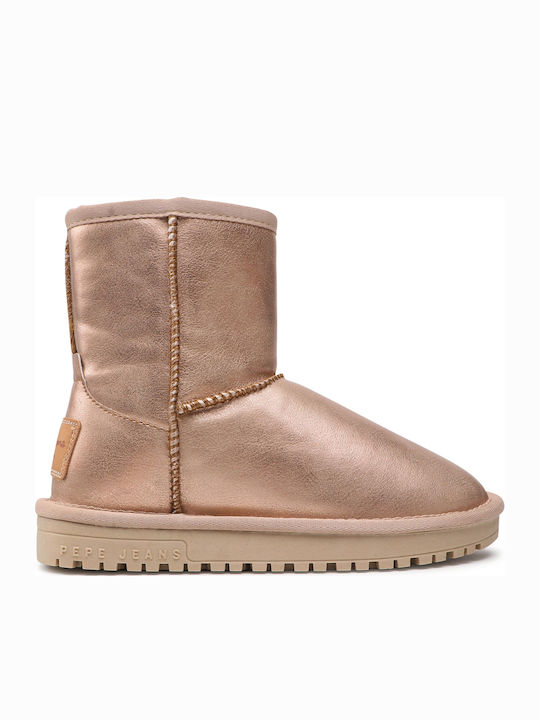 Style Lederne Kinder-Schneestiefel Gold