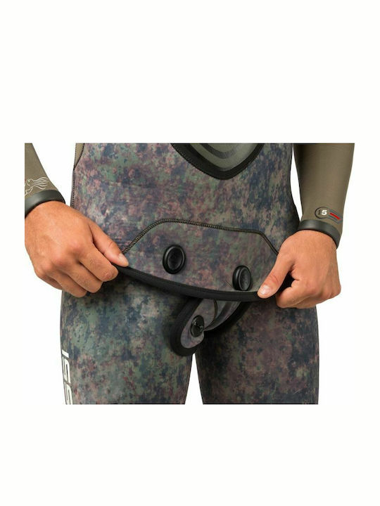 CressiSub Seppia Divisible Shaved Wetsuit with Chest Pad for Spearfishing Camouflage Green 5mm