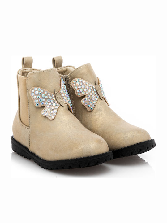 Anatomical Kids Boots with Zipper Gold