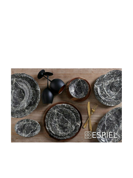 Espiel Marble Чиния Супа Керамика Черно с Диаметър 24см