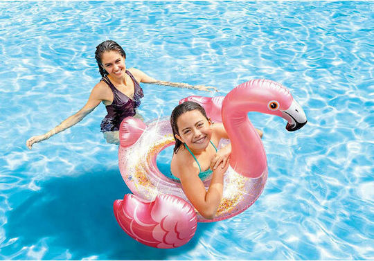 Intex Aufblasbarer Schwimmer für den Meerbereich Flamingo Rosa mit Glitzer 99cm
