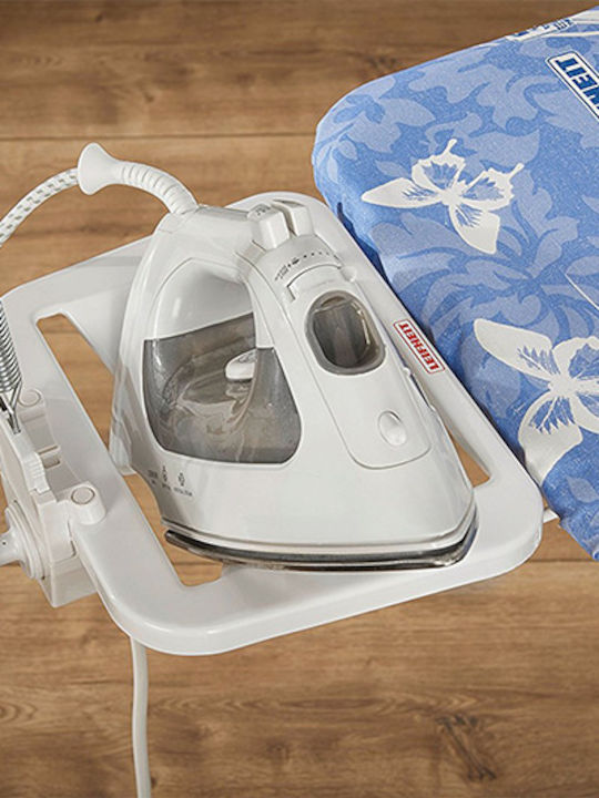 Leifheit Air Board M Compact Plus Ironing Board for Steam Iron Foldable with Socket Blue 120x38cm