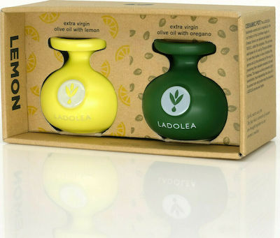 Ladolea Exzellentes natives Olivenöl Bio-Produkt Set Extra Virgin Olive Oil with Lemon & Oregano mit Aroma Zitrone 160ml 2Stück