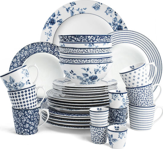 Laura Ashley Blueprints China Rose Купа за сервиране на дипове Кръгла от порцелан Blueprints China Rose с диаметър 9бр