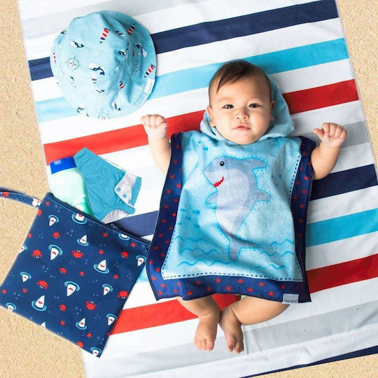 Flapjackkids Shark / Crab Backpack Kinder-Strandtuch Blau Haie 145x71cm